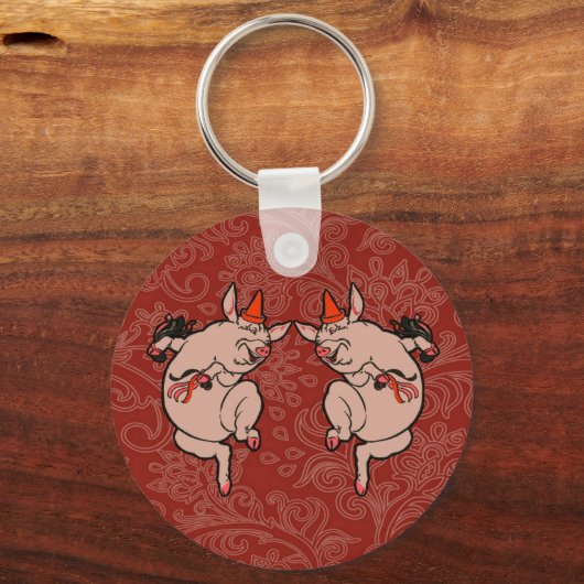 Dansende Pig Antiek Cute Dancer Sleutelhanger (Voorkant)