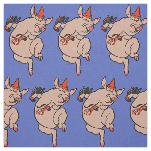 Dansende Pig Antiek Cute Dancer Stof (Swatch)