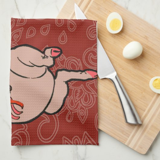 Dansende Pig Antiek Cute Dancer Theedoek (Quarter Fold)