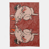 Dansende Pig Antiek Cute Dancer Theedoek (Verticaal)