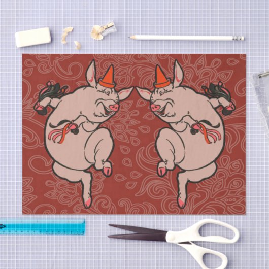 Dansende Pig Antiek Cute Dancer Tissuepapier (Craft)