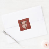 Dansende Pig Antiek Cute Dancer Vierkante Sticker (Envelop)