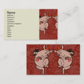 Dansende Pig Antiek Cute Dancer Visitekaartje (Voorkant / Achterkant)