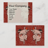 Dansende Pig Antiek Cute Dancer Visitekaartje (Voorkant / Achterkant)