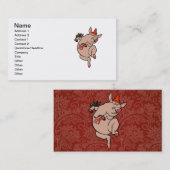 Dansende Pig Antiek Cute Dancer Visitekaartje (Voorkant / Achterkant)