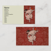 Dansende Pig Antiek Cute Dancer Visitekaartje (Voorkant / Achterkant)