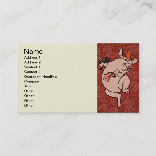 Dansende Pig Antiek Cute Dancer Visitekaartje (Voorkant)