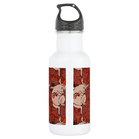 Dansende Pig Antiek Cute Dancer Waterfles (Achterkant)