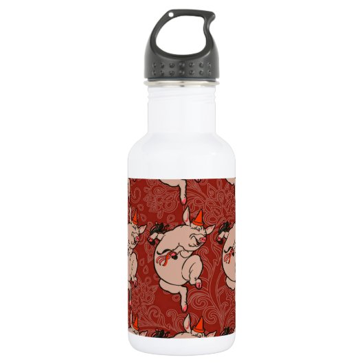 Dansende Pig Antiek Cute Dancer Waterfles (Voorkant)