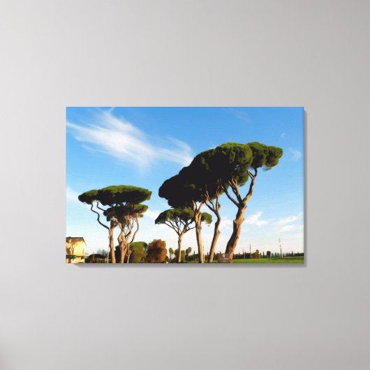 "Dansende" pijnbomen, Digitale kunst, schilderen. Canvas Afdruk (Voorkant)