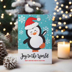 Dansende Pinguïn Kerstsneeuwvlokken Kerstmis Feestdagenkaart