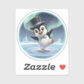 Dansende Pinguïn Onder het Noorderlicht Sticker (Vel)