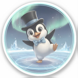 Dansende Pinguïn Onder het Noorderlicht Sticker