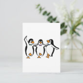 Dansende pinguïns briefkaart (Staand voorkant)