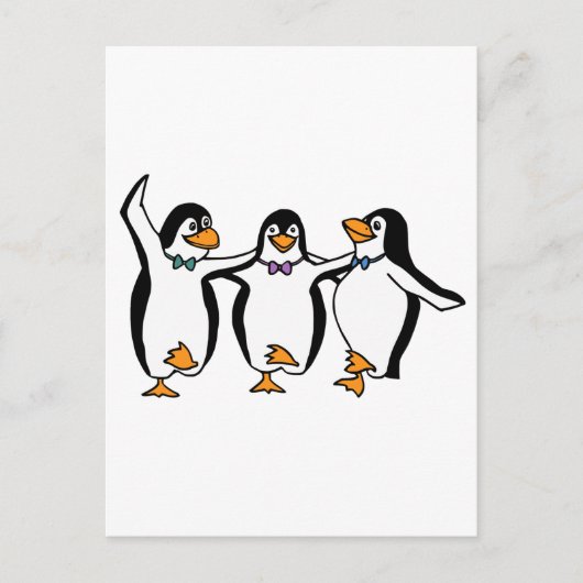 Dansende pinguïns briefkaart (Voorkant)
