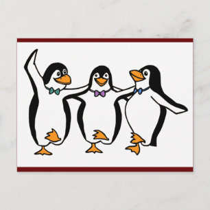 Dansende pinguïns briefkaart