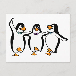 Dansende pinguïns briefkaart