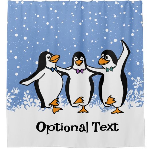 Dansende pinguïns Design douchegordijn (Voorkant)
