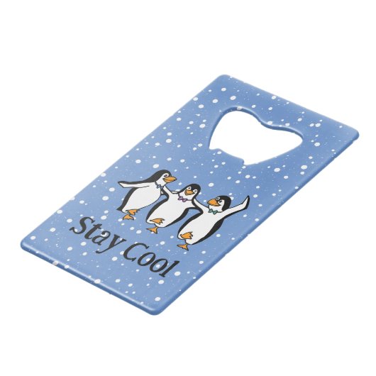 Dansende pinguïns Design flesopener Creditkaart Flessenopener (Achterkant Gekanteld)