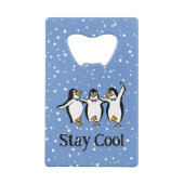 Dansende pinguïns Design flesopener Creditkaart Flessenopener (Achterkant)