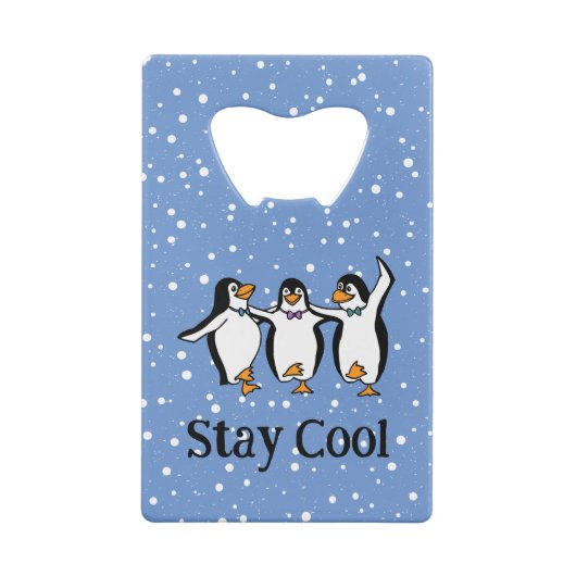 Dansende pinguïns Design flesopener Creditkaart Flessenopener (Achterkant)