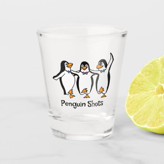 Dansende pinguïns Design Shot Glass Glas (Voorkant)