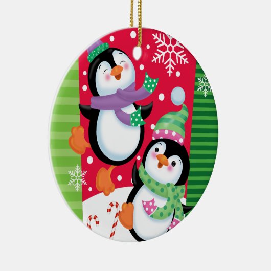 Dansende pinguïns keramisch ornament (Rechts)