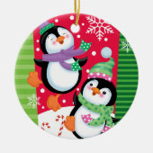 Dansende pinguïns keramisch ornament (Voorkant)