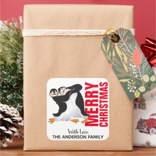 Dansende Pinguïns Kerst Label