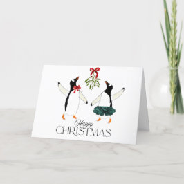 Dansende Pinguïns Kerstmis Feestdagen Kaart