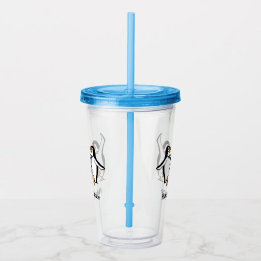 Dansende Pinguïns Ontwerp Acryl Tumbler Acryl Drinkbeker (Rechts)