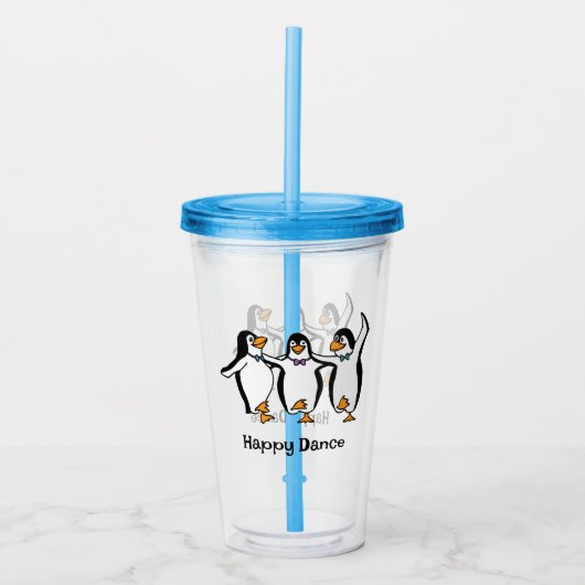 Dansende Pinguïns Ontwerp Acryl Tumbler Acryl Drinkbeker (Voorkant)