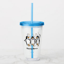 Dansende Pinguïns Ontwerp Acryl Tumbler Drinkbeker