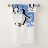 Dansende pinguïns ontwerp bad handdoek (Insitu)