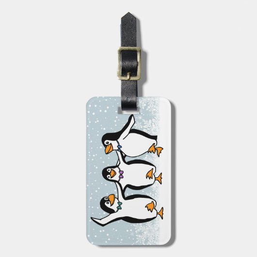 Dansende pinguïns ontwerp bagagelabel (Voorkant verticaal)