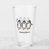 Dansende pinguïns ontwerp Drink glas (Achterkant)
