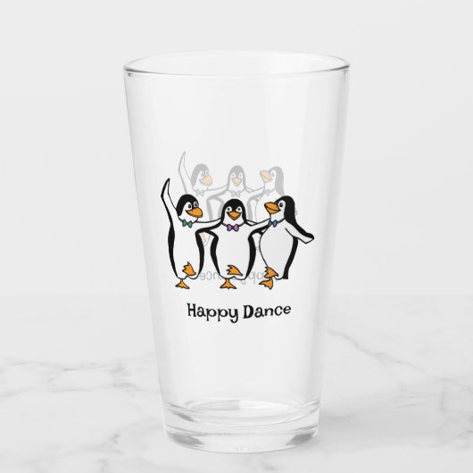 Dansende pinguïns ontwerp Drink glas (Achterkant)