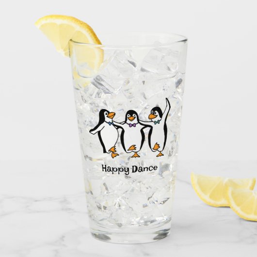 Dansende pinguïns ontwerp Drink glas (Voorkant ijs)