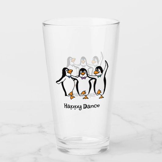Dansende pinguïns ontwerp Drink glas (Voorkant)
