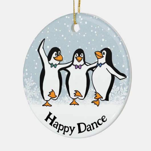 Dansende pinguïns ontwerp keramisch ornament (Links)