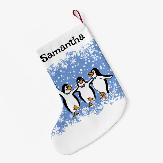 Dansende pinguïns ontwerp kleine kerstsok (Achterkant (Hangend))