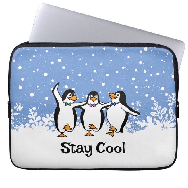 Dansende pinguïns ontwerp laptop sleeve (Voorkant)