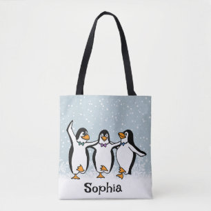 Dansende pinguïns ontwerp tote bag