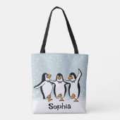Dansende pinguïns ontwerp tote bag (Achterkant)