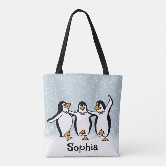 Dansende pinguïns ontwerp tote bag (Achterkant)