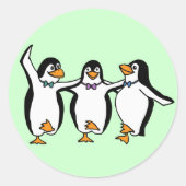 Dansende pinguïns ronde sticker (Voorkant)
