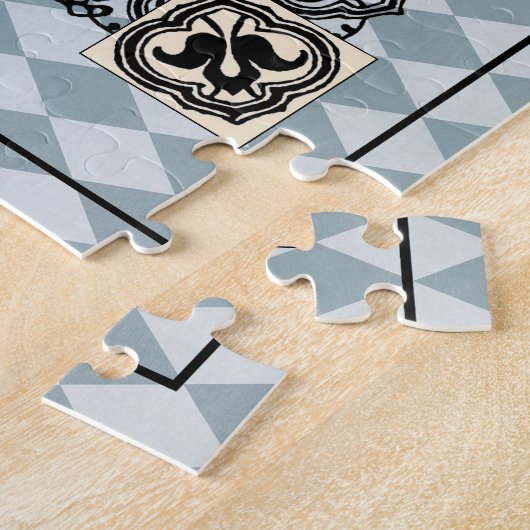 Dansende Polar Beren Blauwe Harlekijn Legpuzzel (Zijkant)