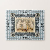 Dansende Polar Beren Blauwe Harlekijn Legpuzzel (Horizontaal)