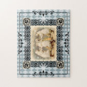 Dansende Polar Beren Blauwe Harlekijn Legpuzzel (Verticaal)