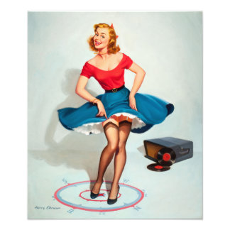 Dansende pop-upmeisje;  Pinup Art Foto Afdruk